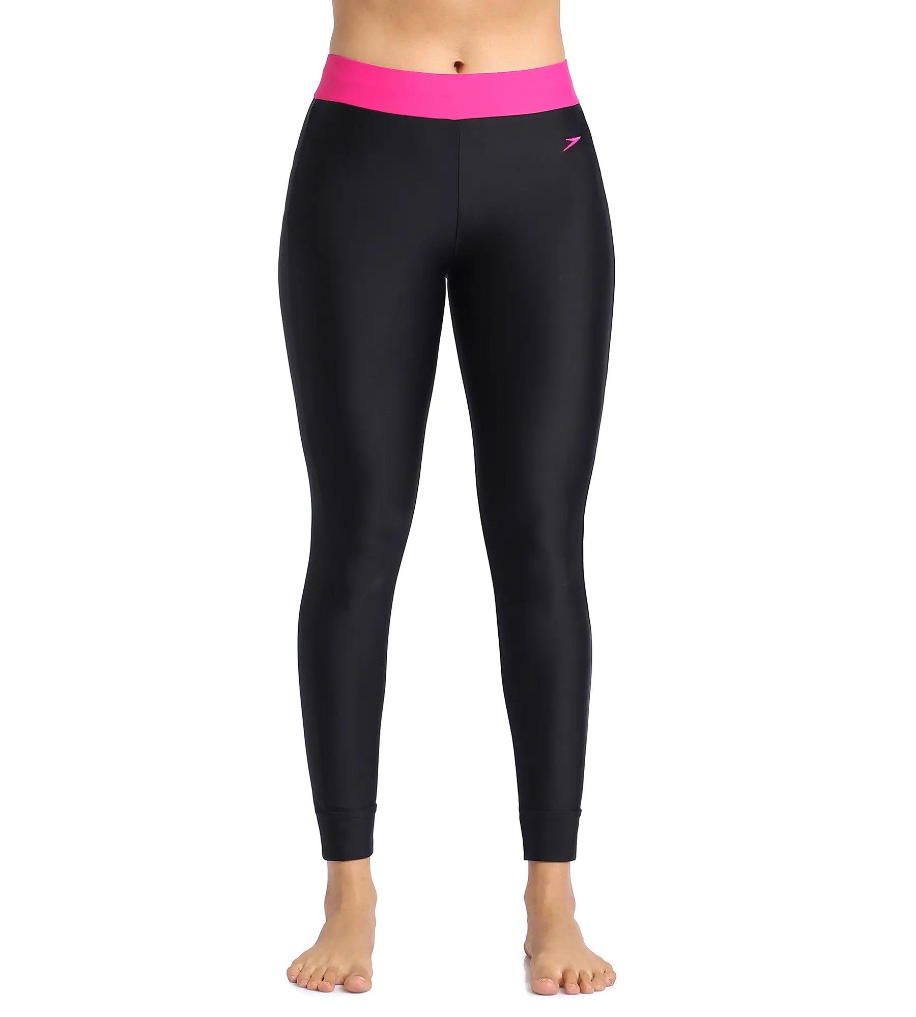 Buy Speedo Solid Contrast Legging Black Electric Pink Swimactive Online Speedo India