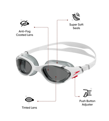 Unisex Adult Biofuse 2.0 Smoke-Lens Swim Goggles - White & Smoke