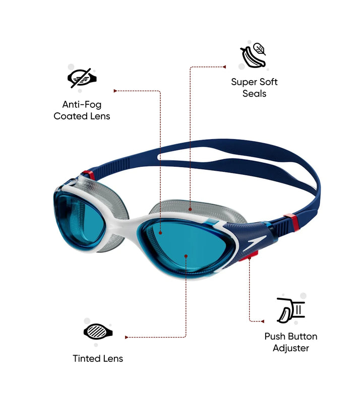 Unisex Adult Biofuse 2.0 Clear-Lens Swim Goggles - Blue & White