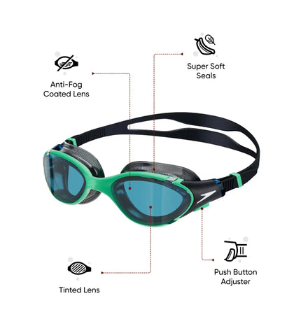 Unisex Adult Biofuse 2.0 Blue Tint-Lens Swim Goggles - Green & Blue