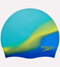 Unisex Kids Multi Colour Silicon Chlorine Resistant Swim Cap For Boys and Girls - Blue & Green