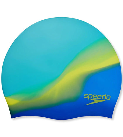 Unisex Kids Multi Colour Silicon Chlorine Resistant Swim Cap For Boys and Girls - Blue & Green