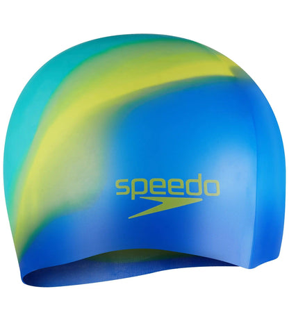 Unisex Kids Multi Colour Silicon Chlorine Resistant Swim Cap For Boys and Girls - Blue & Green