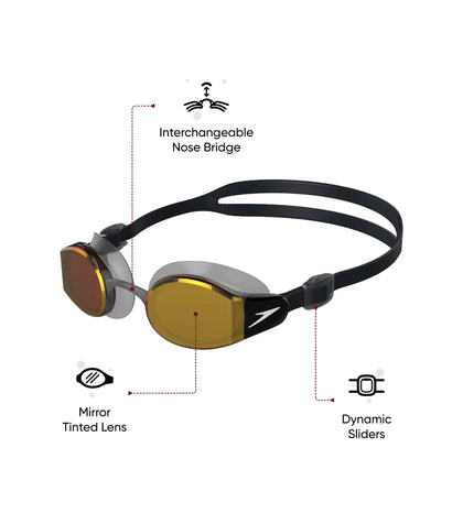 Unisex Adult Mariner Pro Mirror-Lens Swim Goggles - Black & Orange