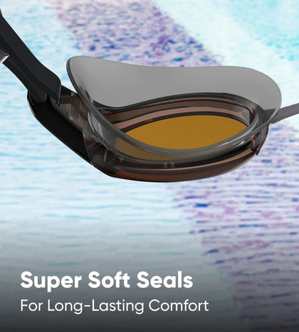 Unisex Adult Mariner Pro Mirror-Lens Swim Goggles - Black & Orange