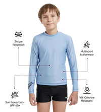 Boy's Endura Brite Long Sleeve Suntop - Curious Blue & True Navy