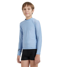 Boy's Endura Brite Long Sleeve Suntop - Curious Blue & True Navy