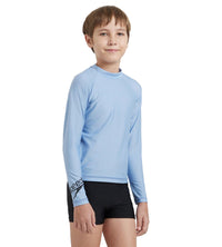 Boy's Endura Brite Long Sleeve Suntop - Curious Blue & True Navy