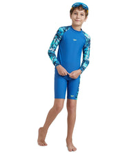 Boy's Enduraflex Digital Print Long Sleeve Suntop - Turkish Sea, Peacoat & Picton Blue