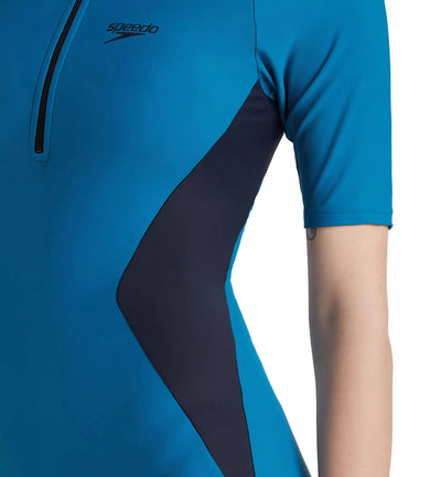 Women's Endurance 10 Essential Panel Kneesuit Swimwear - Nordic Teal & True Navy