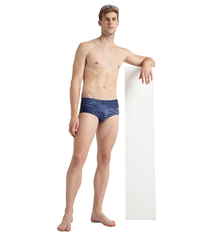 Men's Endurance10 All Over Print Brief - Peacoat, Cerulean Blue & White