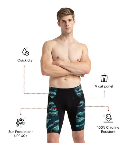 Men's Endurance+ Hydrosense Print Compression Jammer - Black, Dark Teal & Arctic Glass