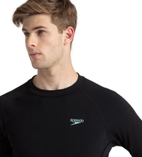 Men's Endurance+ Long Sleeve Splice Print Rashtop - Black, Dark Teal & Arctic Glass