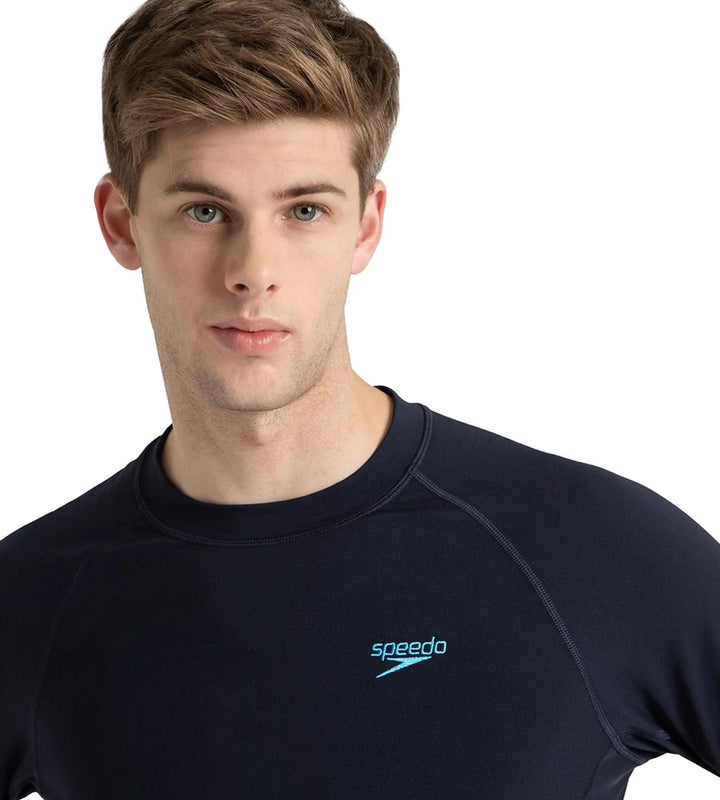 Men's Endurance+ Long Sleeve Splice Print Rashtop - True Navy, Cobalt Pop & Picton Blue