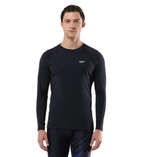 Men's Endurance Long Sleeve Splice Suntop - True Navy & Harlequin Green_1