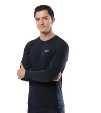 Men's Endurance Long Sleeve Splice Suntop - True Navy & Harlequin Green_5