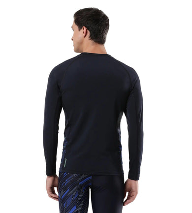 Men's Endurance Long Sleeve Splice Suntop - True Navy & Harlequin Green_4