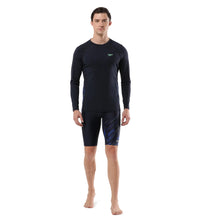 Men's Endurance Long Sleeve Splice Suntop - True Navy & Harlequin Green_6