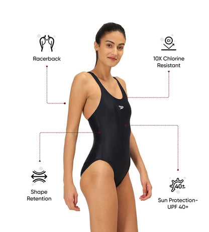 Women's Endurance 10 Lycra Racerback One Piece Swimwear - Black