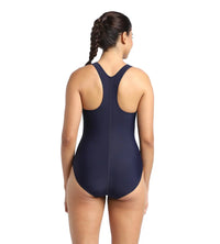 Women's Endurance Lycra Racerback One Piece Swimwear - True Navy & Marine Blue_4