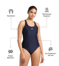 Women's Endurance 10 Lycra Racerback One Piece Swimwear - True Navy & Marine Blue