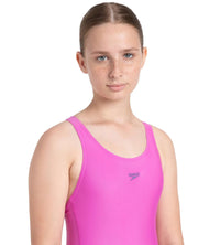 Girl's Endura Brite Lycra Racerback V-Cut One Piece Swimuit - Neon Violet & Hapuna Blue