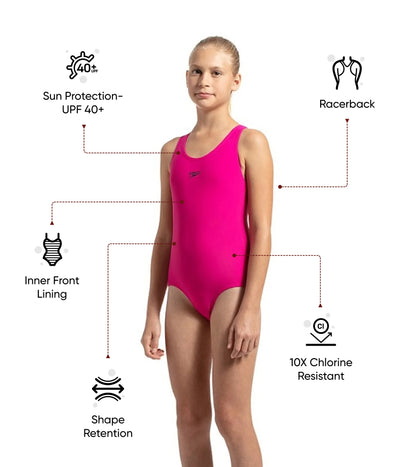 Girl's Endurance 10 Lycra Racerback Swimwear - Electric Pink & True Navy