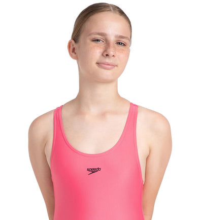 Girl's Recycled Endura Brite Lycra Racerback Swimwear - Fandango Pink & Black