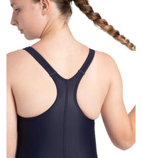 Girl's Endurance10 Lycra Racerback V-Cut One Piece Swimuit - True Navy & Coral Sands