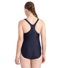 Girl's Endurance10 Lycra Racerback V-Cut One Piece Swimuit - True Navy & Coral Sands