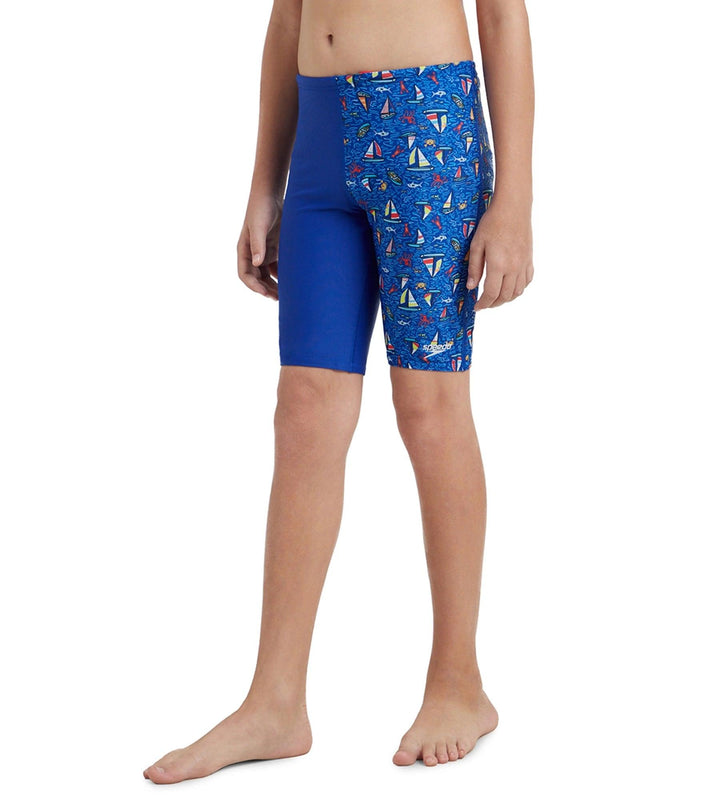 Boy's Endura Brite Digital Print Jammer - True Cobalt & White