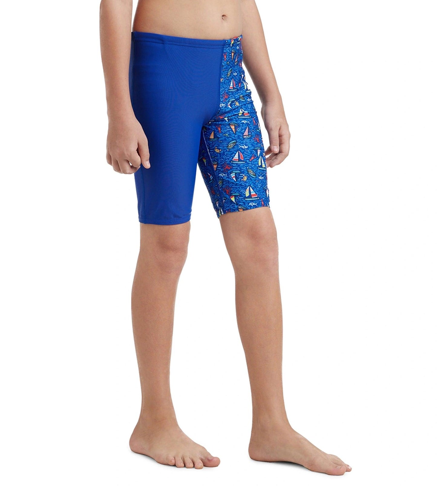 Boy's Endura Brite Digital Print Jammer - True Cobalt & White