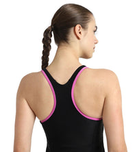 Women's Endurance10 Racerback Swimdress With Boyleg - Black & Neon Violet