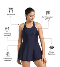 Women's Endurance 10 Racerback Swimdress With Boyleg - True Navy & Marine Blue