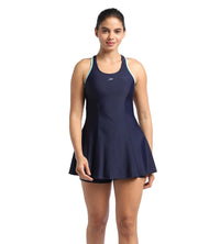 Women's Endurance Racerback Swimdress With Boyleg - Truenavy  &  Marine Blue_6