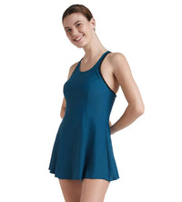 Women's  Endurance10 Racerback Swimdress With Boyleg - Dark Teal & Black