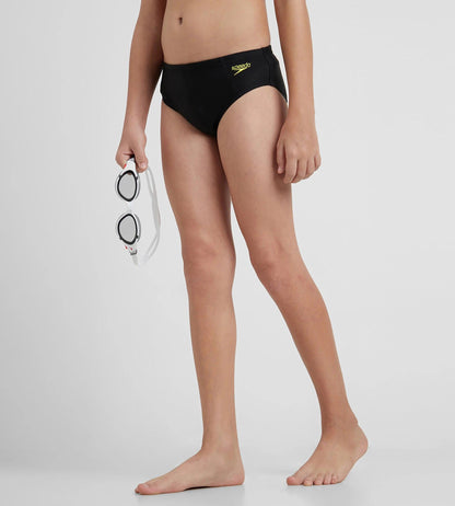 Boy's Endurance 10 Endurance Lycra Brief - Black & Lemon Drizzle