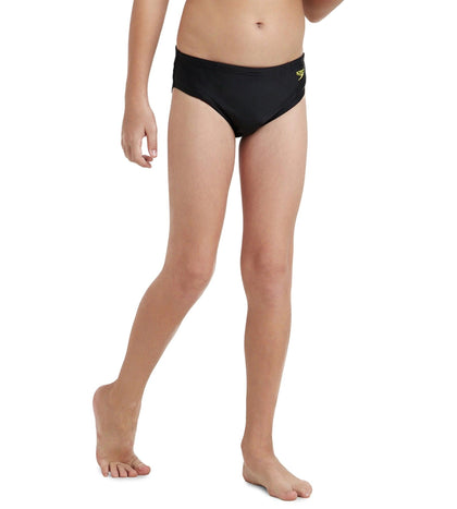 Boy's Endurance 10 Endurance Lycra Brief - Black & Lemon Drizzle