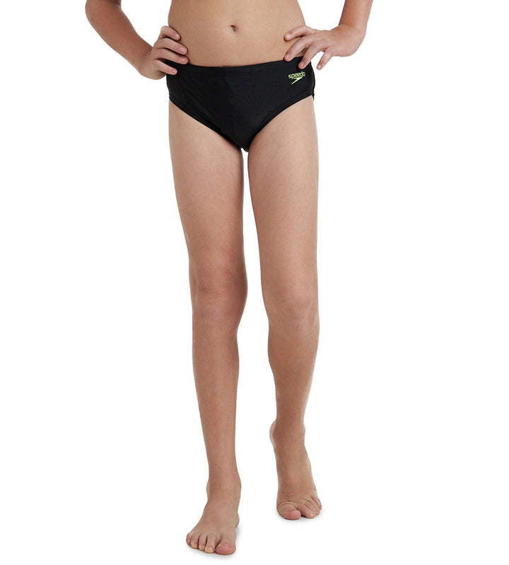 Boy's Endurance10 Lycra Brief - Black & Hyper Yellow