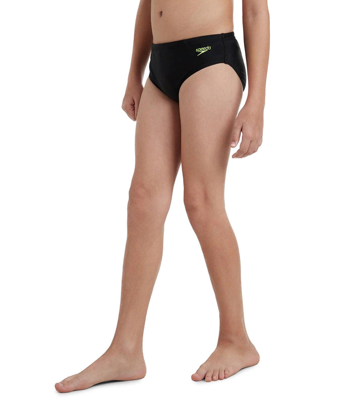 Boy's Endurance10 Lycra Brief - Black & Hyper Yellow