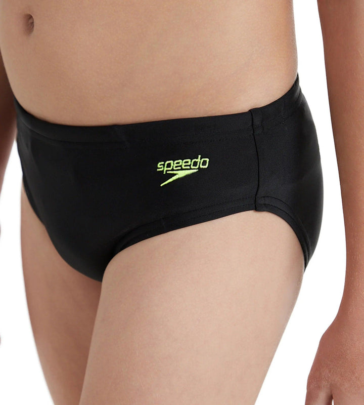 Boy's Endurance10 Lycra Brief - Black & Hyper Yellow