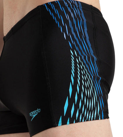 Men's Endurance10 Tech Print Placement Panel Aquashort - Black, Cobalt Pop & Picton Blue