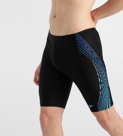 Men's Endurance10 Tech Print Placement Panel Jammer - Black, Cobalt Pop & Picton Blue