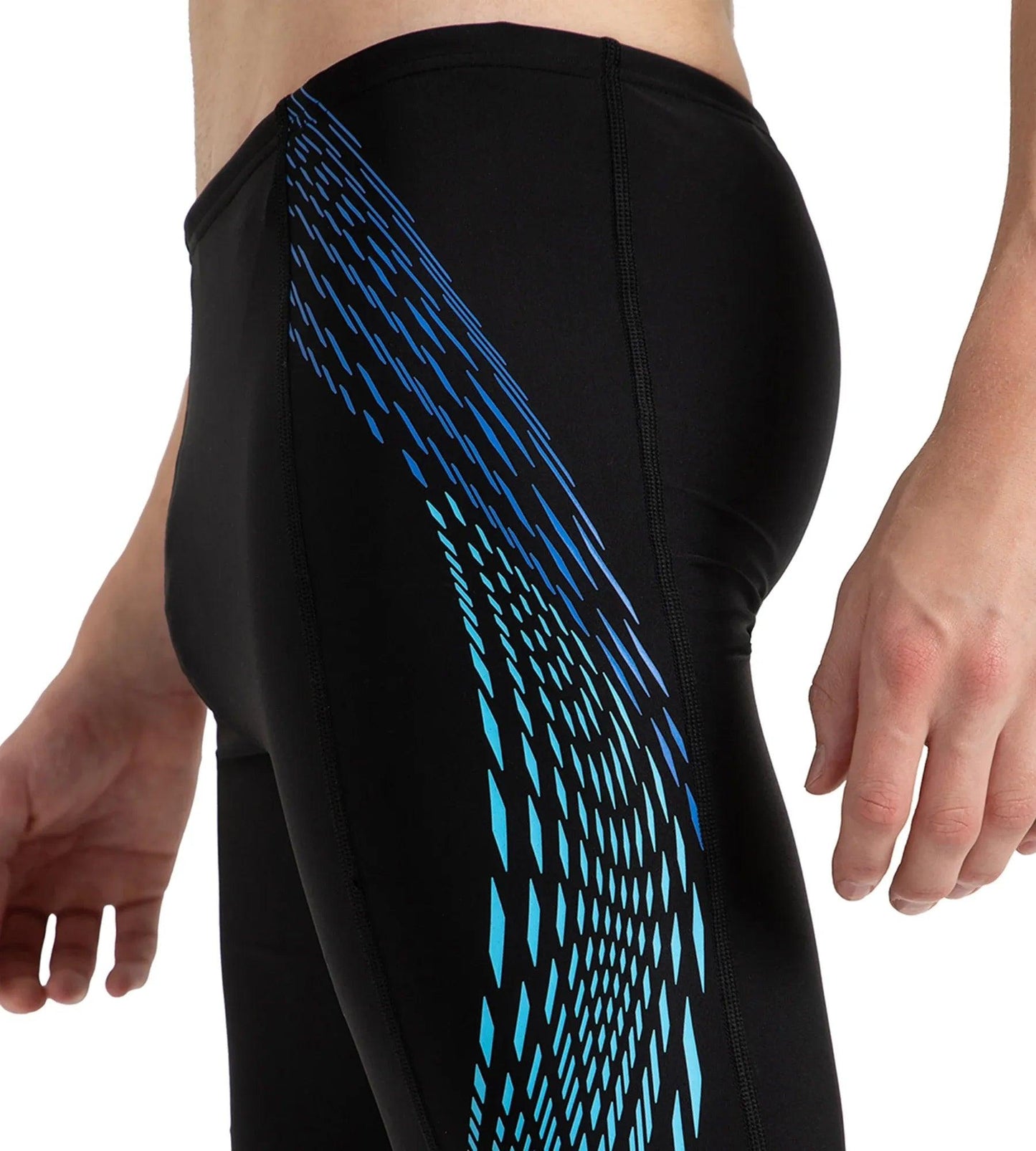 Men's Endurance10 Tech Print Placement Panel Jammer - Black, Cobalt Pop & Picton Blue