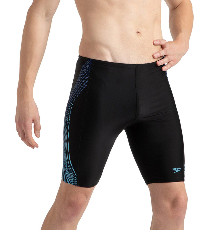 Men's Endurance10 Tech Print Placement Panel Jammer - Black, Cobalt Pop & Picton Blue