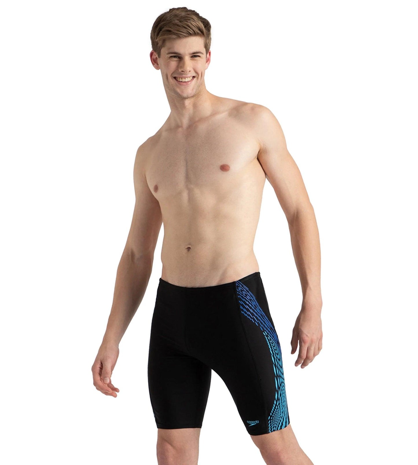 Men's Endurance10 Tech Print Placement Panel Jammer - Black, Cobalt Pop & Picton Blue