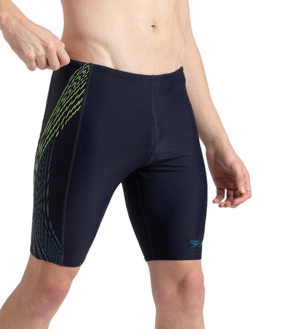 Men's Endurance10 Tech Print Placement Panel Jammer - True Navy, Hyper Yellow & Dark Teal