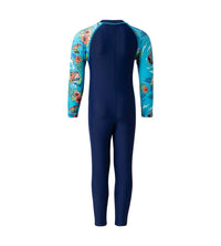 Boy's Endurance10 Sleeve Print All In One Suit - Harmony, Picton Blue & Bright White