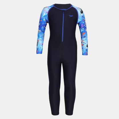 Girls Endurance 10 Essential All In One Suit - True Navy & Coral