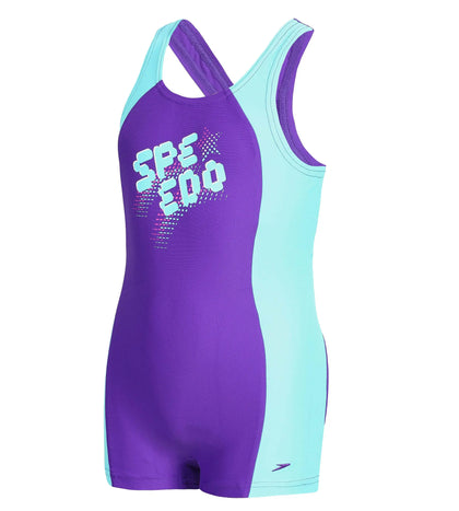 Girls Endurance 10 Cayla Legsuit Swimwear - Phantom & Aquatic